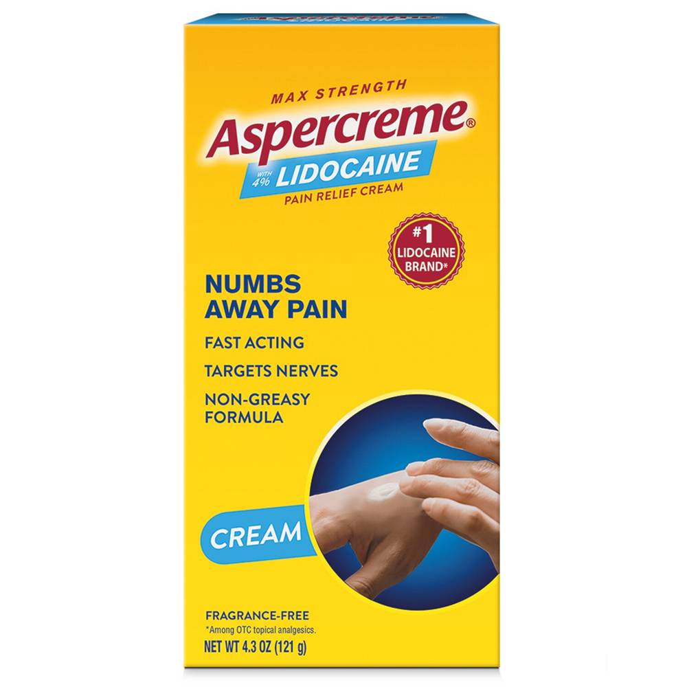 Aspercreme Lidocaine Max Strength Pain Relief Cream, 4.3 OZ