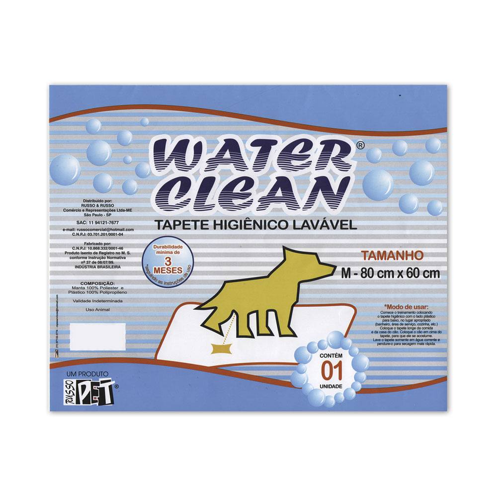 Russo & russo tapete higiênico water clean azul (80x60cm)