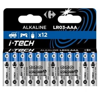 Pilas Alcalinas Carrefour Itech  AAA/ LR03, paquete 12