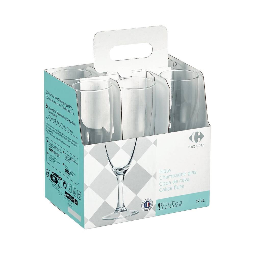 Carrefour Home - Flûtes à champagne contenant 170 ml