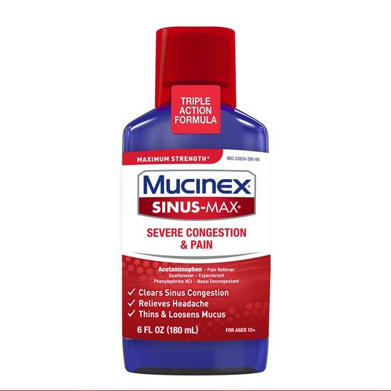 Mucinex Sinus-Max Adult Severe Congestion Relief Liquid, 6 OZ