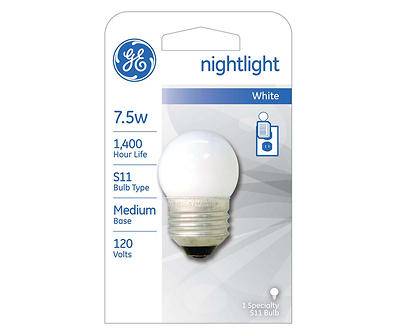 General Electric Incandescent 7.5w S11 White Night Light Bulb