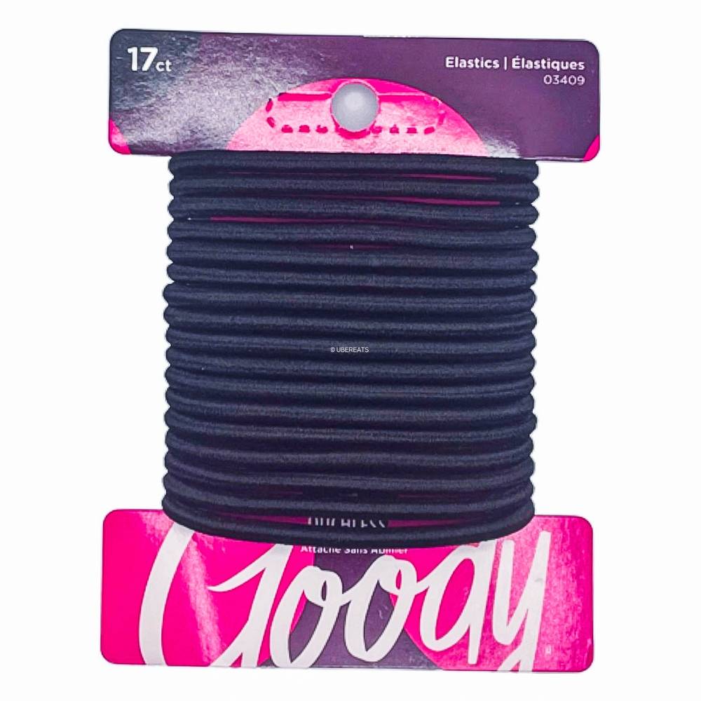 Goody Ouchless Elastic Hair Ties, 4mm , Black (17 ct)