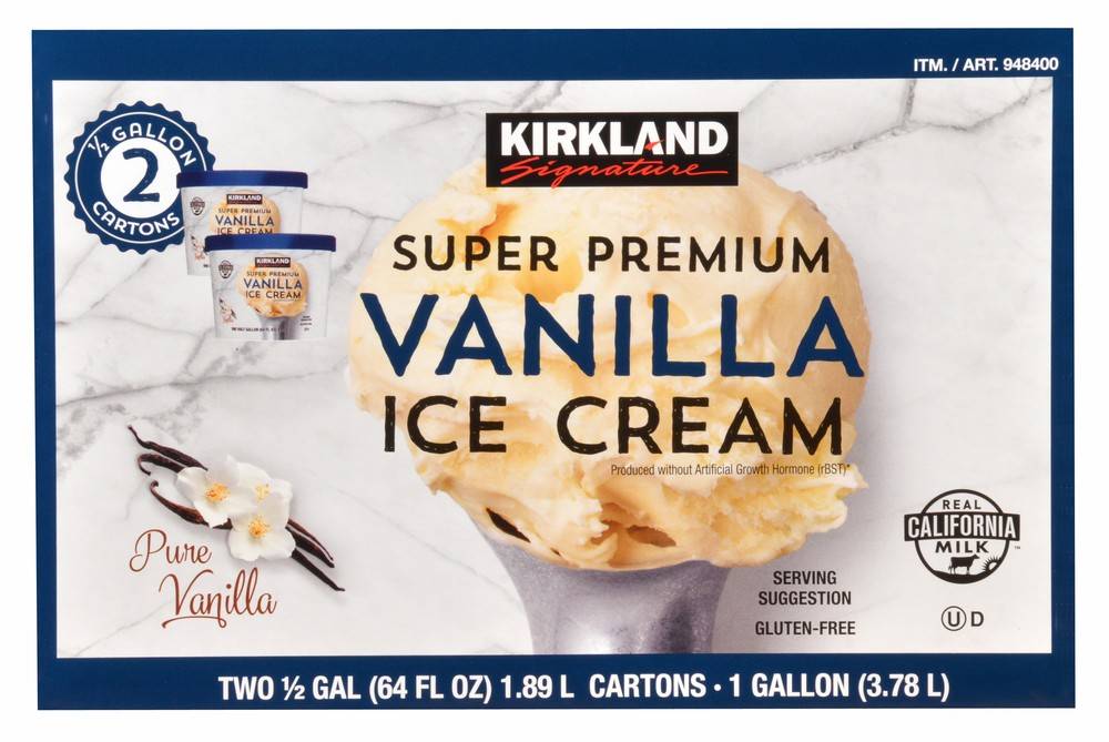 Kirkland Signature Super Premium Vanilla Ice Cream (8 lbs)