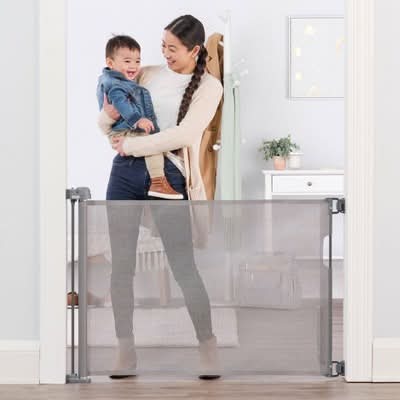 Regalo Retractable Plastic Safety Gate, 50x30 in, Gray