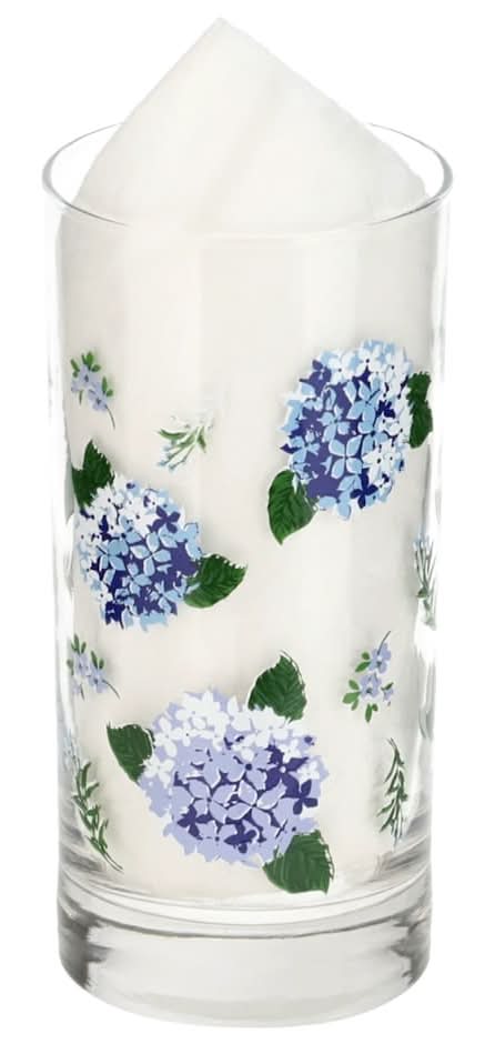 Hydrangea Printed Cooler Glass, Blue