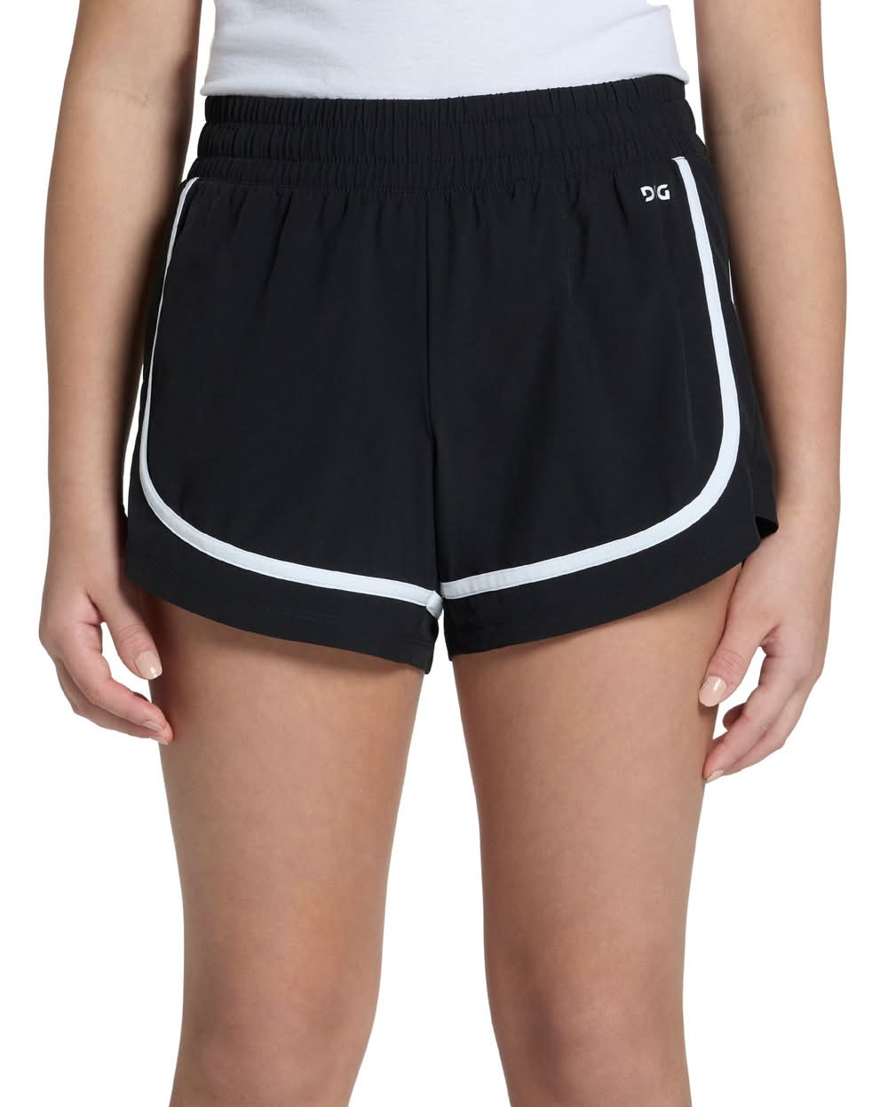 DSG Girls' Stride Shorts (Pure Black, L)