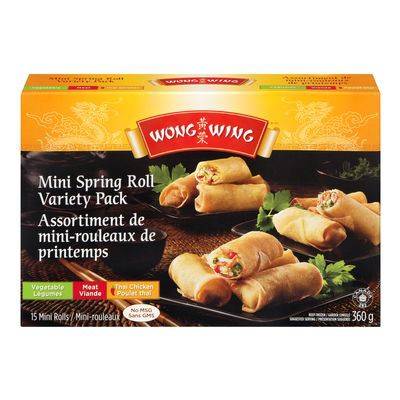 Wong wing assortiment de mini rouleaux de printemps surgelés (360 g) - frozen mini spring rolls variety pack (360 g)