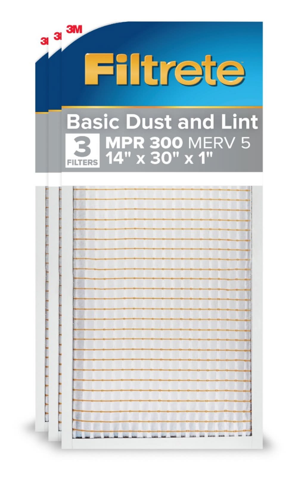 Filtrete 14 x 30 x 1 MERV 5 300 MPR Basic Dust and Lint Electrostatic Air Filter 3 -Pack