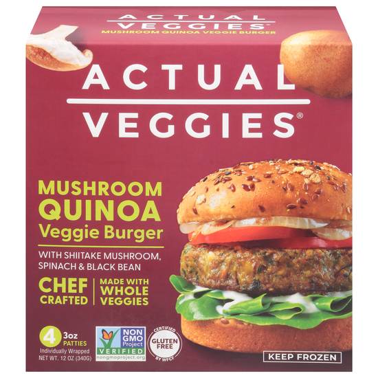 Actual Veggies Mushroom Quinoa Veggie Burger Wrapper