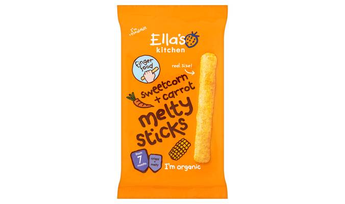 Ella'S Kitchen Organic Sweetcorn And Carrot Melty Sticks Baby Snack 7+ Months 16G