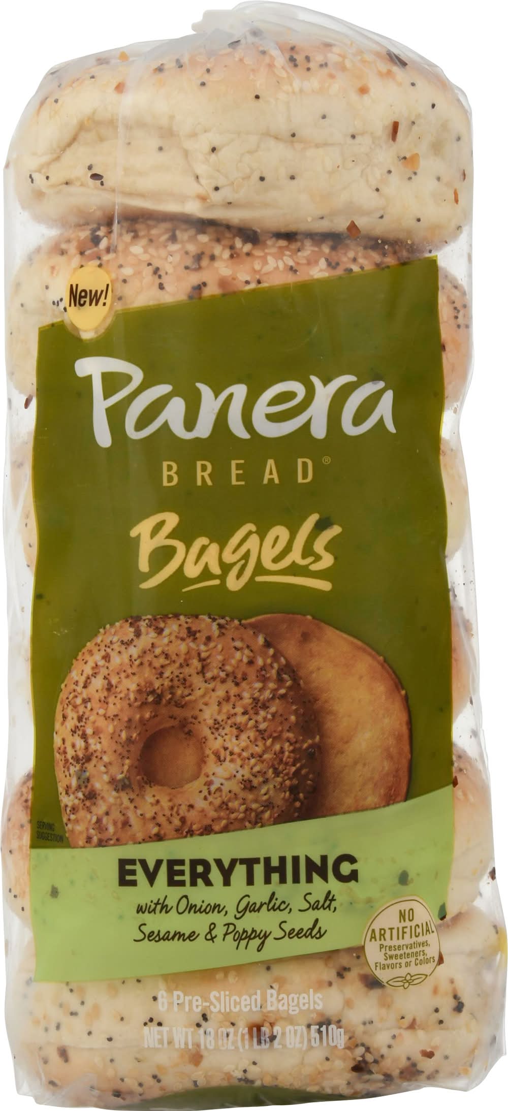 Panera Bread Everything Pre Sliced Bagels (18 oz, 6 ct)