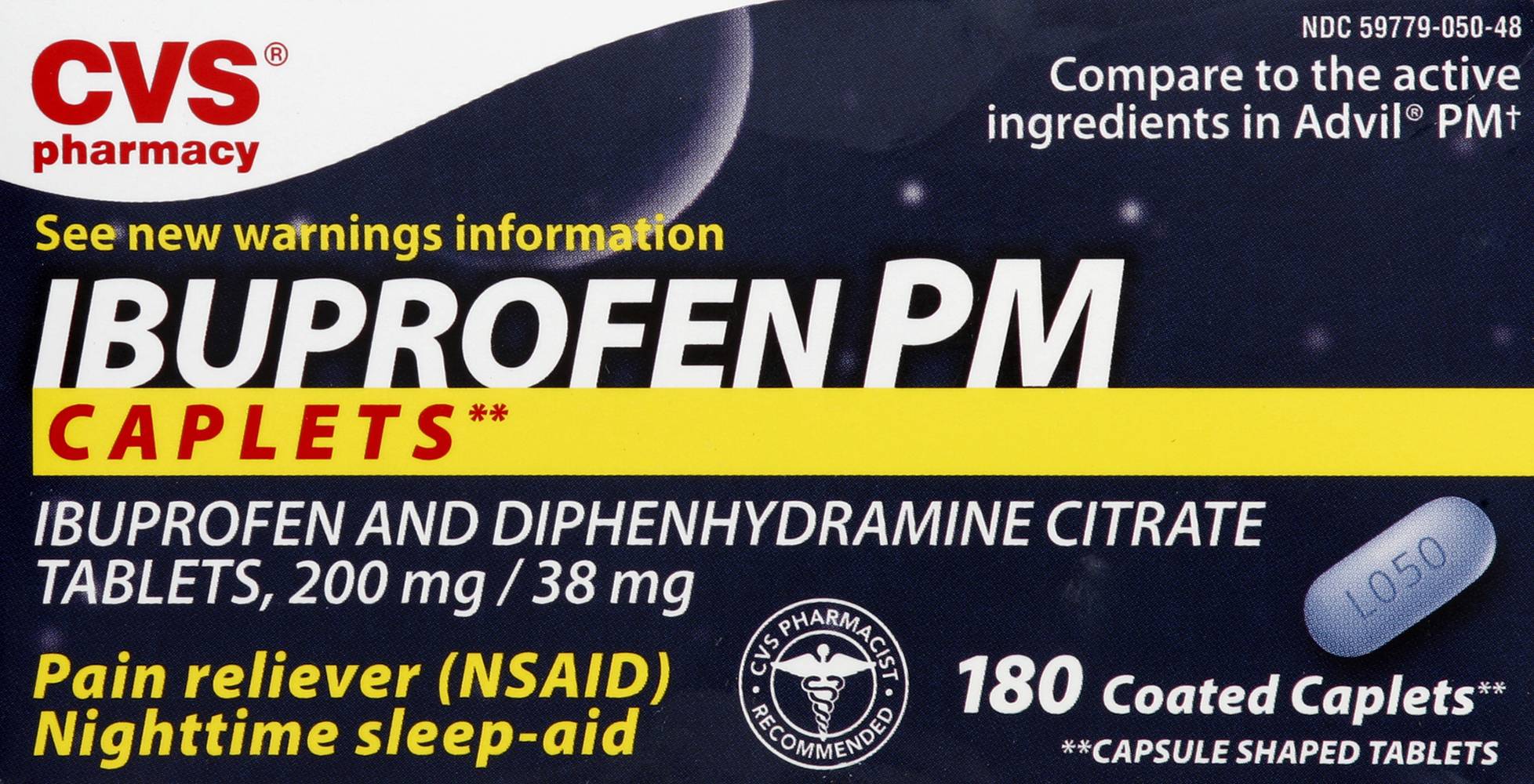 CVS Pharmacy Ibuprofen Pm Pain Reliever Caplets (180 ct)