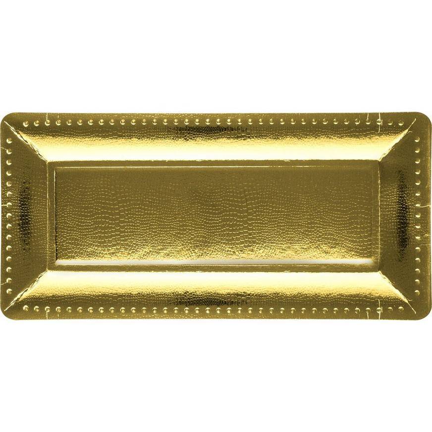 Party City Metallic Long Rectangular Paper Platters (3 ct) (gold)