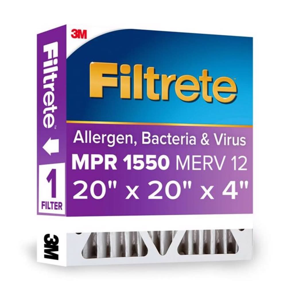3M Filtrete 20 In. W X 20 In. H X 4 In. Polyester 12 Merv Pleated Allergen Air Filter 1 Pk
