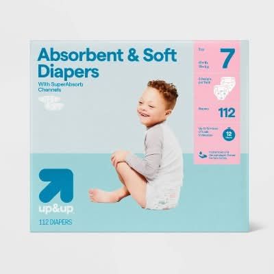 up&up Disposable Diapers Economy pack, Size 7 (112 ct)