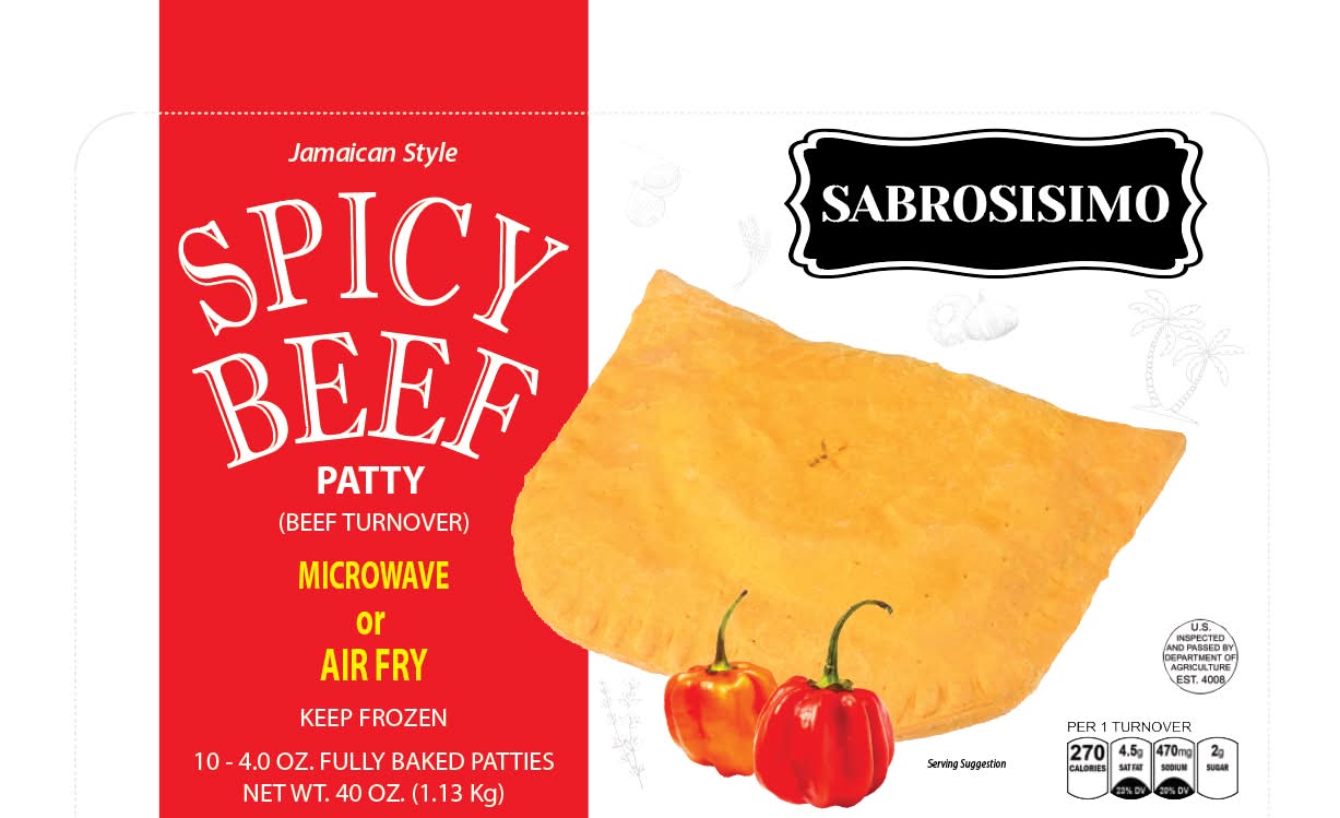 Sabrosisimo Spicy Beef Patty, Jamaican Style (10 x 4 oz)