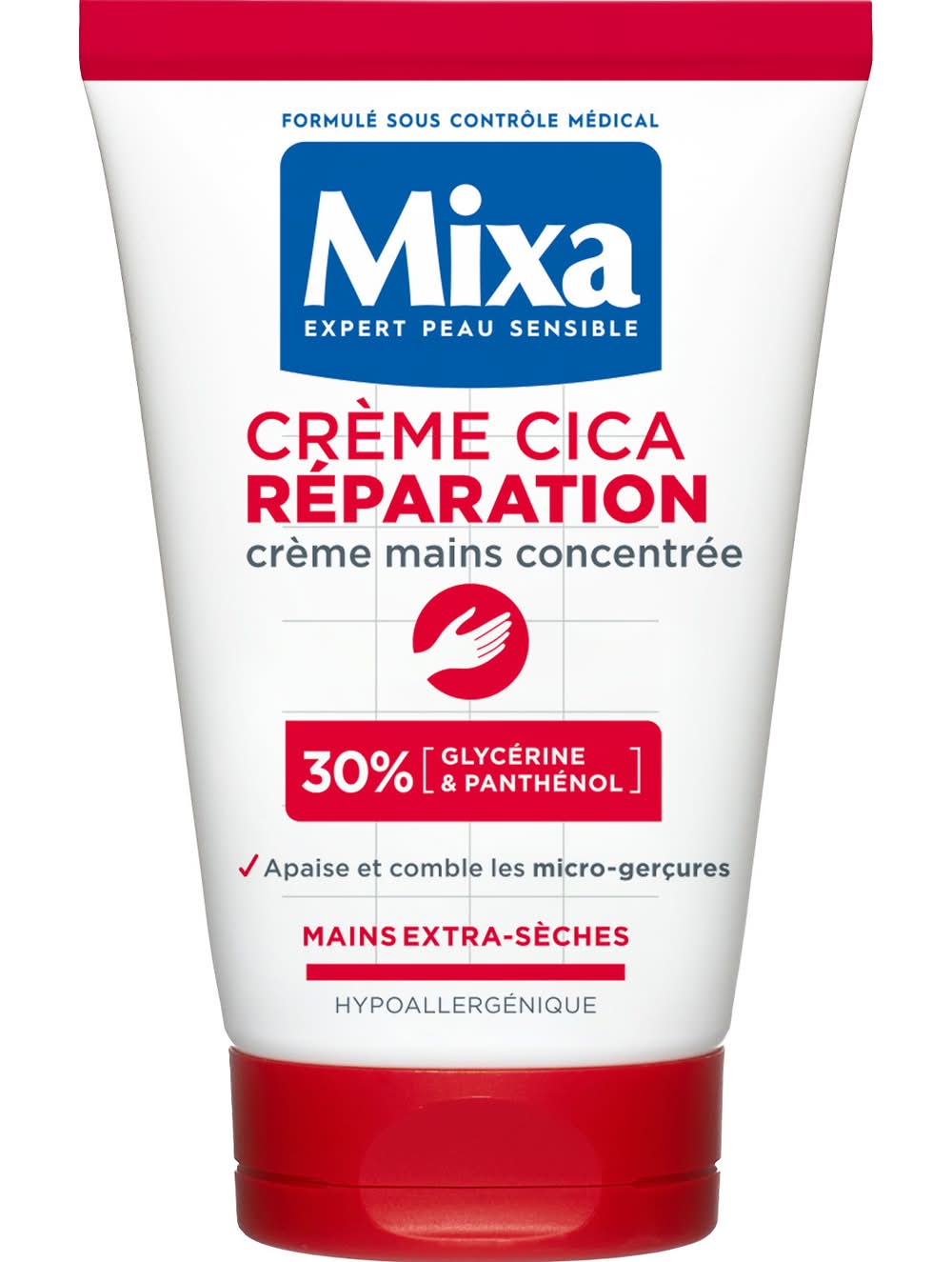 Mixa - Crème cica réparatrice pour les mains peaux sensibles et très sèches (50ml)