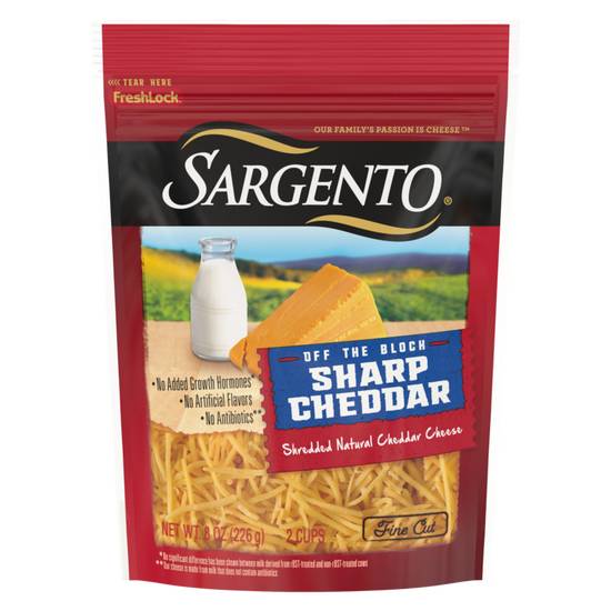 Order Sargento Natural Shredded Fine Cut Sharp Cheddar Cheese 8oz food online from Everyday Needs by Gopuff store, Norfolk on bringmethat.com