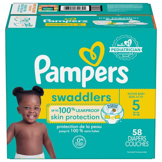 Pampers Swaddlers Super pack Diapers Size 5 (58 ct)