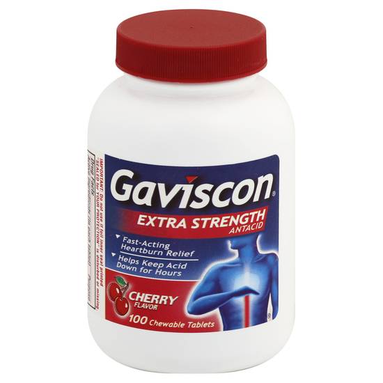 Gaviscon Extra Strength Cherry Chewable Antacid Tablets (100 ct)