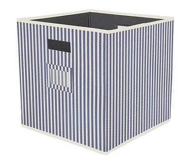 Ticking Stripe Fabric Bin (blue & white)