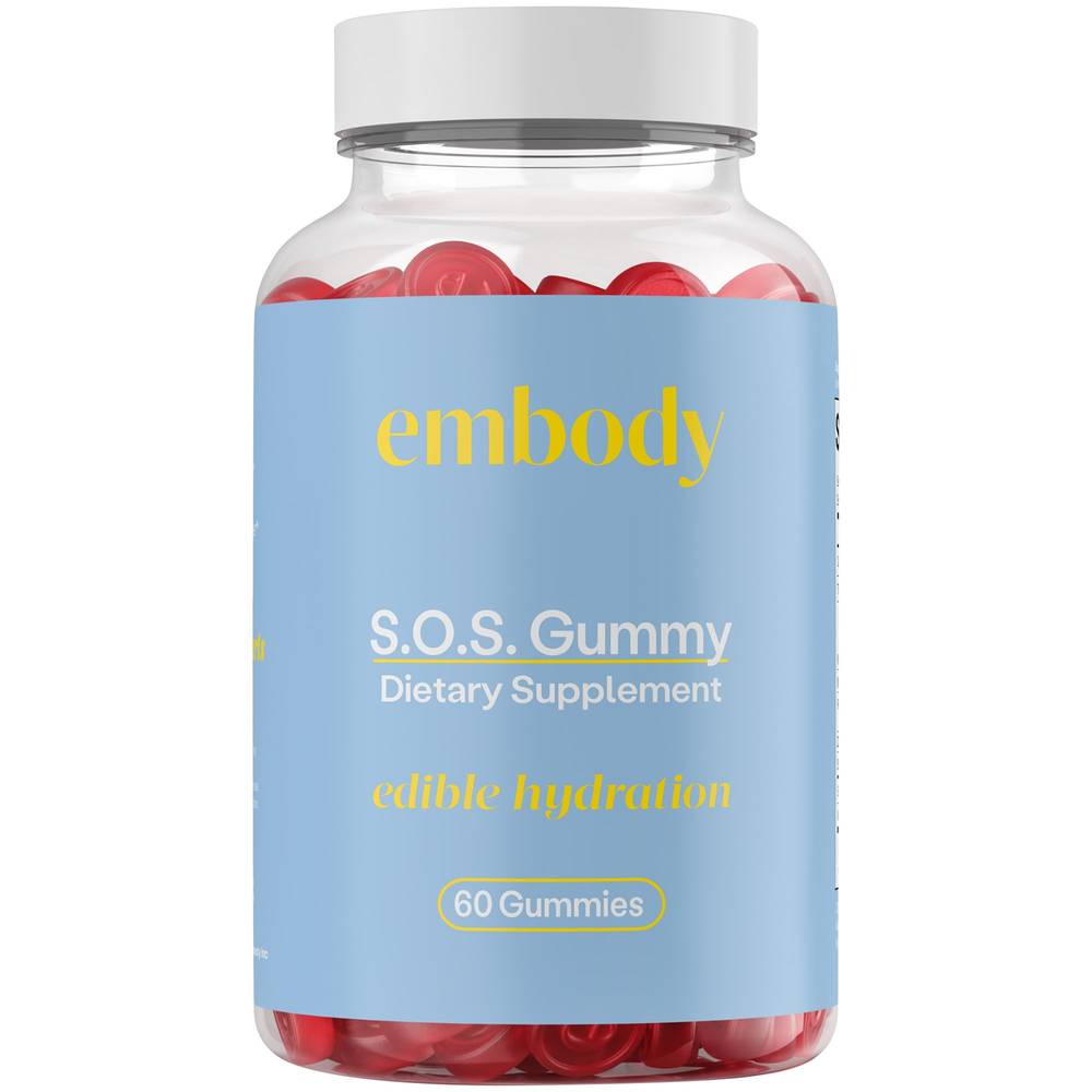 S.O.S. Gummy - Edible Hydration To Support Skin Healing & Smooth, Clear Skin - Strawberry Watermelon (60 Gummies)