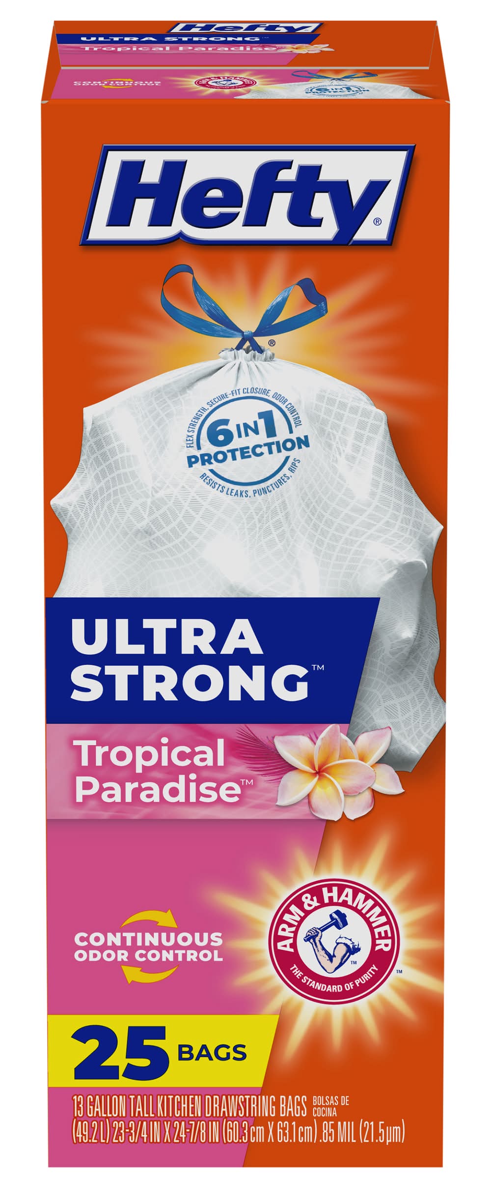 Hefty Ultra Strong Tropical Paradise Drawstring Bags, 60.3cmx 63.1cm, 13 Gallon (25 ct)
