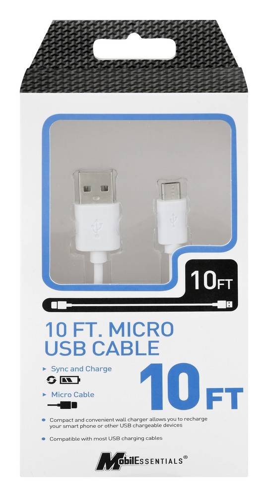 Mobil Essentials Micro Usb 10 ft Cable
