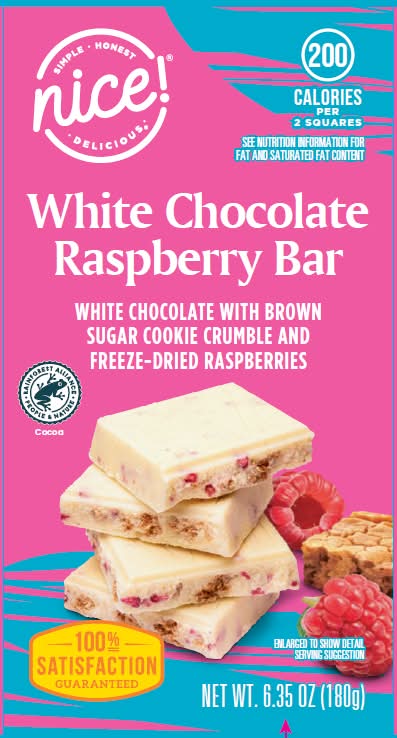 Nice! White Chocolate Bar, Raspberry (6.35 oz)