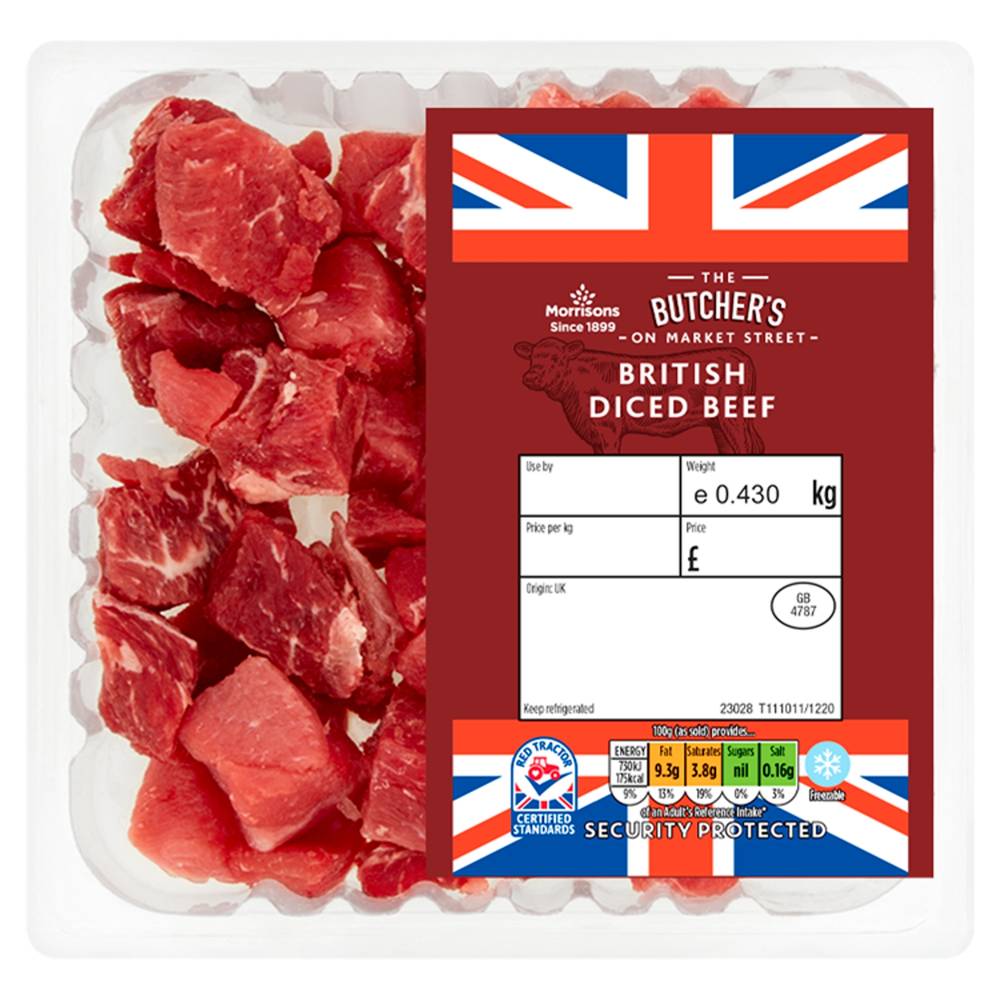 Morrisons The Butcher's on Market Street British Diced Beef (430g)