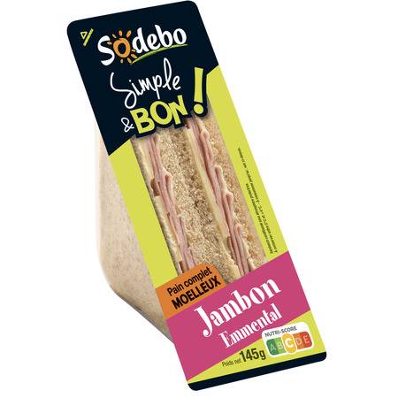 Sandwich jambon emmental SODEBO - la barquette de 2 - 145 g