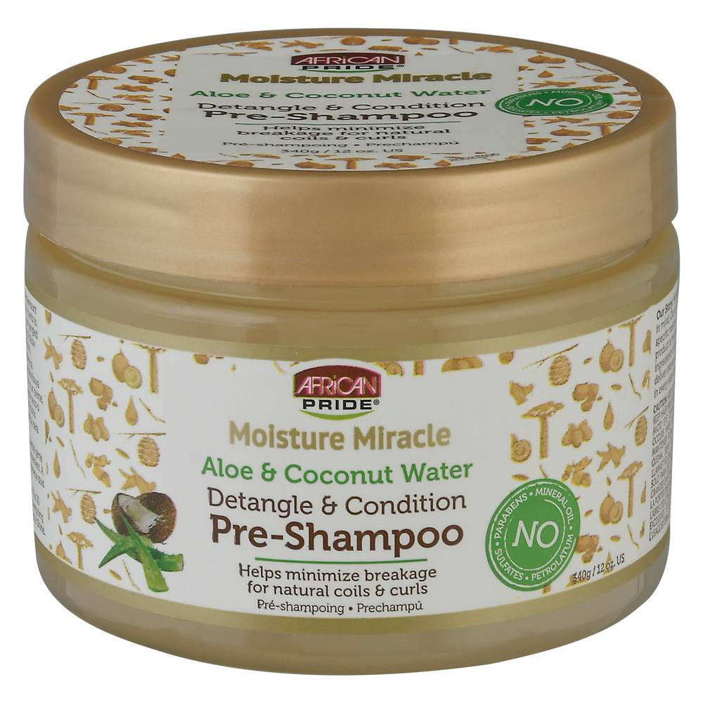 African Pride Moisture Miracle Detangle & Condition Aloe & Coconut Water Pre-Shampoo (12 oz)