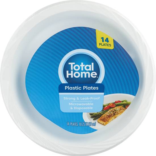 Total Home Microwavable Plastic Dinner Plates , 14 ct