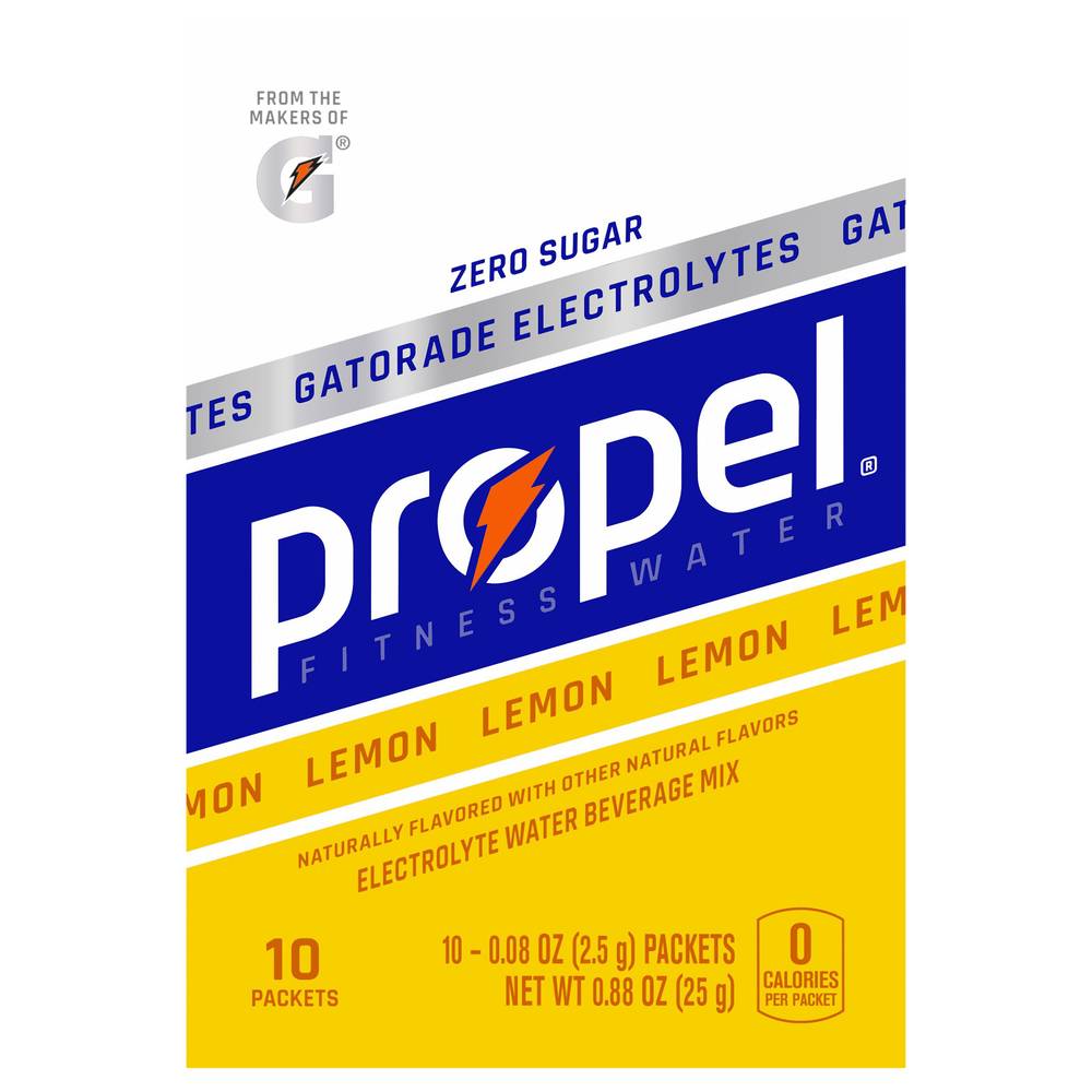 Propel Zero Sugar Electrolyte Water Beverage Mix, Lemon (0.88 oz, 10 ct)