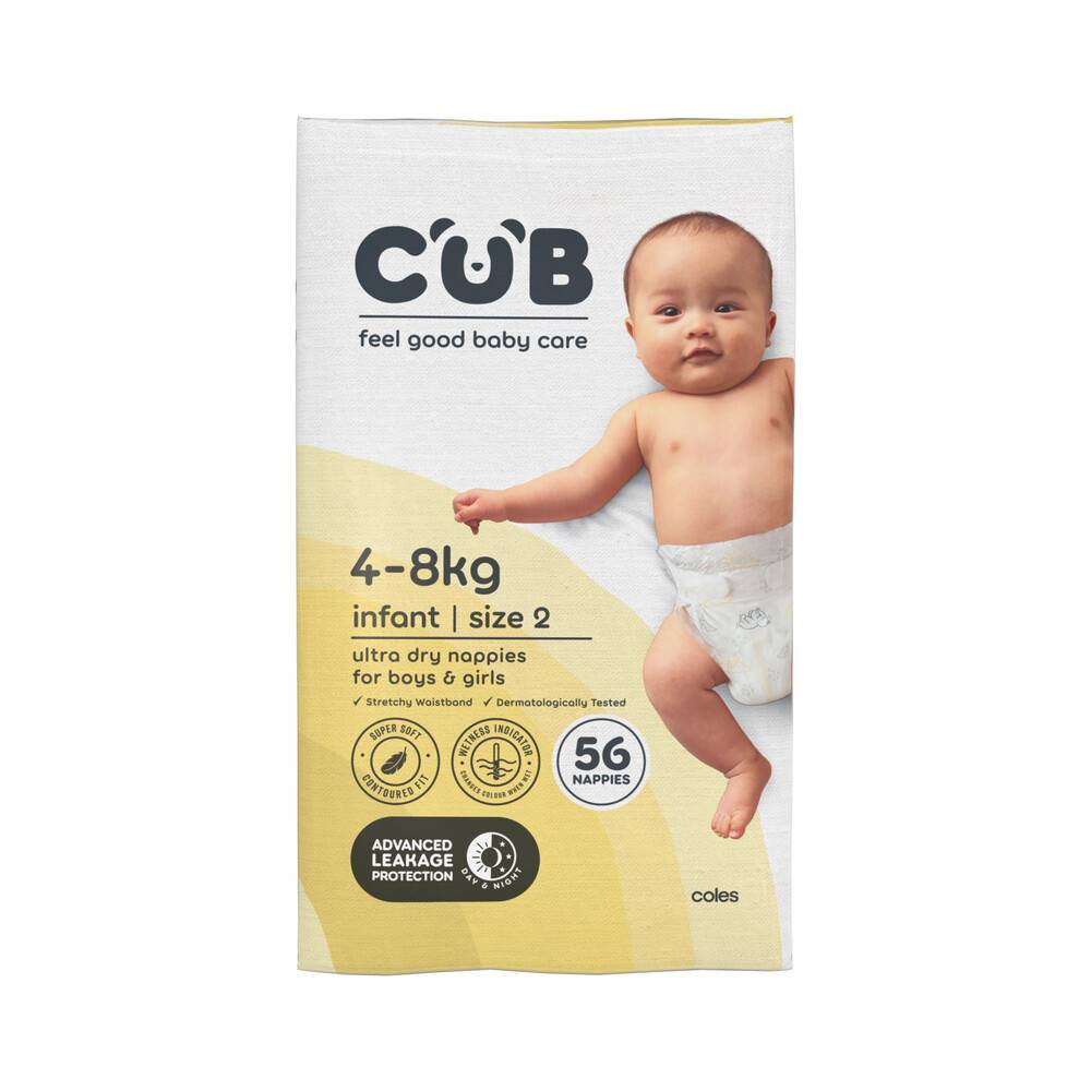 Cub Infant Nappies Size 2 56 ct