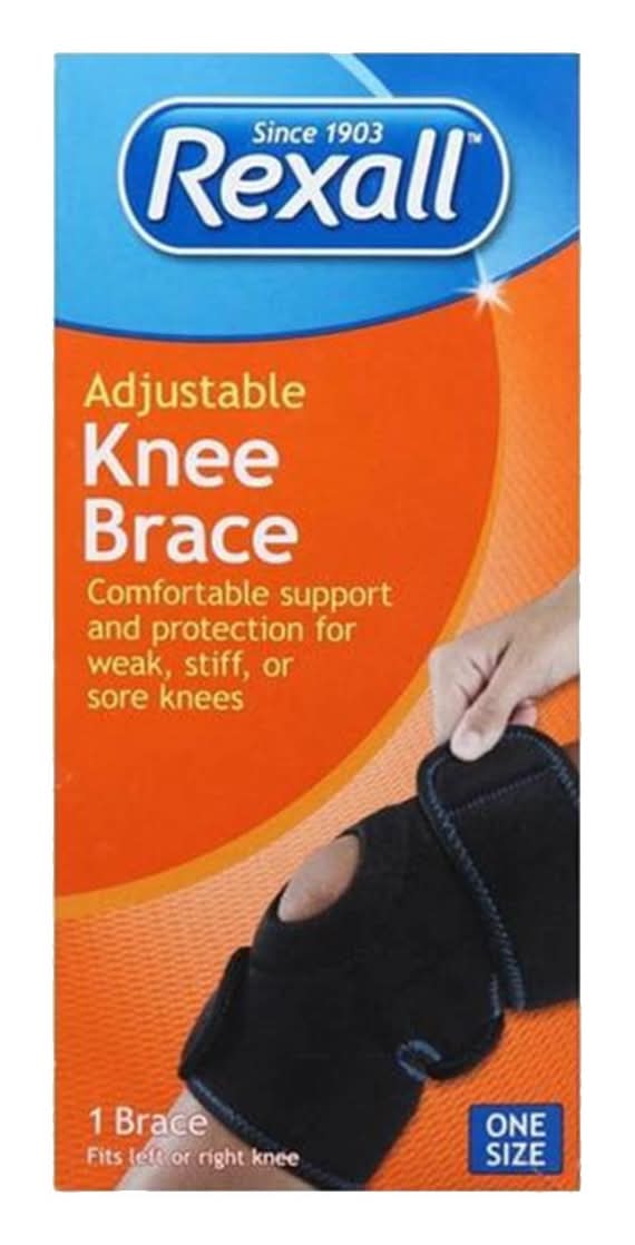 Rexall Adjustable Knee Brace Support, One Size, Black