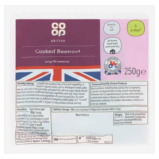 Co-Op British Cooked Beetroot 250g
