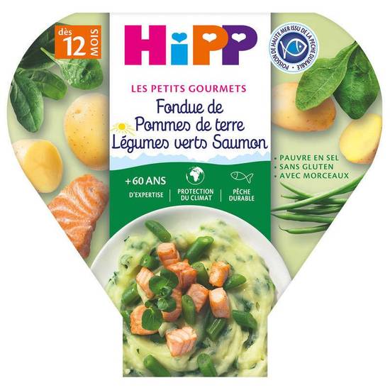Hipp Biologique Fondue De Pommes De Terre Légumes Verts Saumon, Dès 12 Mois
