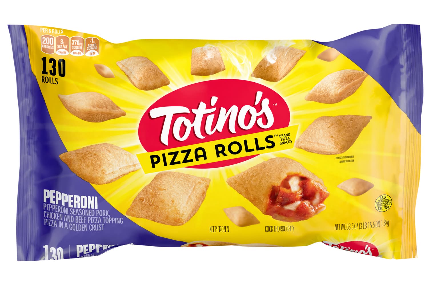 Totino's Pizza Rolls Snacks, Pepperoni (63.5 oz, 130 ct)