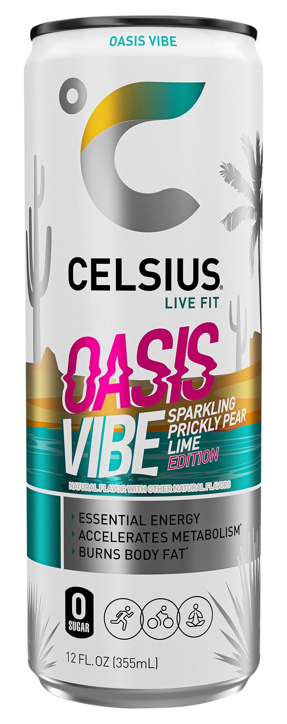Celsius Live Fit Oasis Vibe Sparkling Energy Drink, Prickly Pear Lime (12 fl oz)
