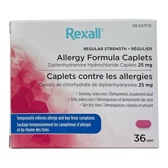 Rexall Allergy Formula 25mg Caplets (36 units)