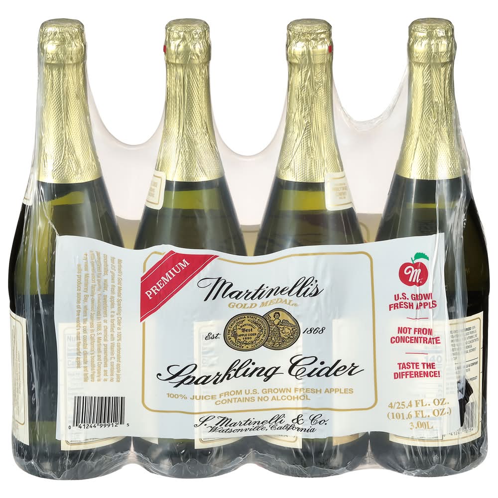 Martinelli's Sparkling Cider, Apple (4 x 25.4 fl oz)