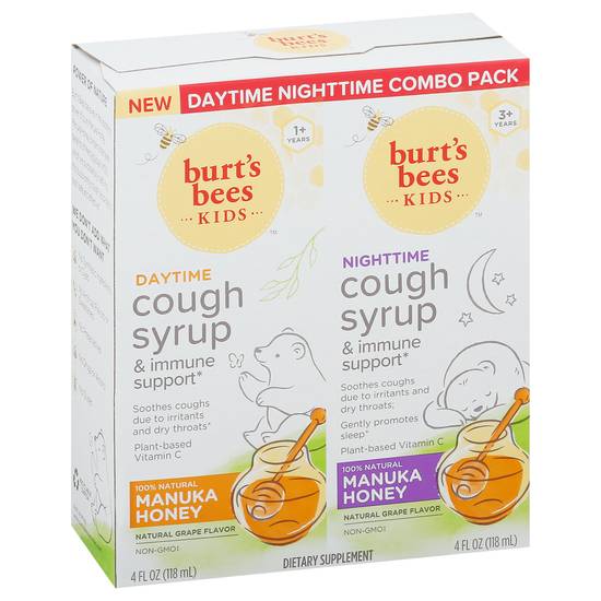 Burt's Bees Kids Combo pack Daytime Nighttime Manuka Honey Cough Syrup