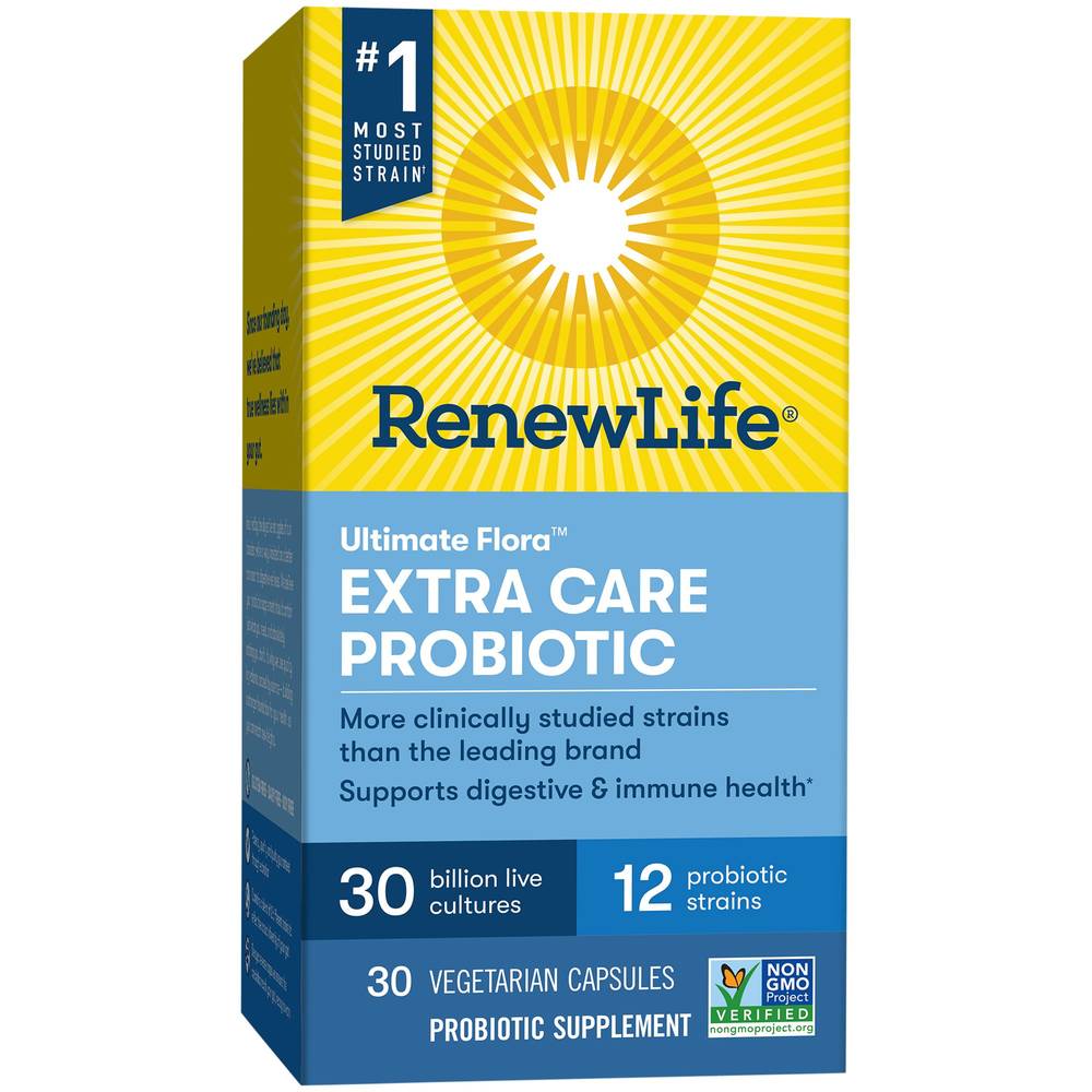 Ultimate Flora Extra Care Probiotic - Supports Digestive & Immune Health - 30 Billion Cfus (30 Vegetable Capsules)