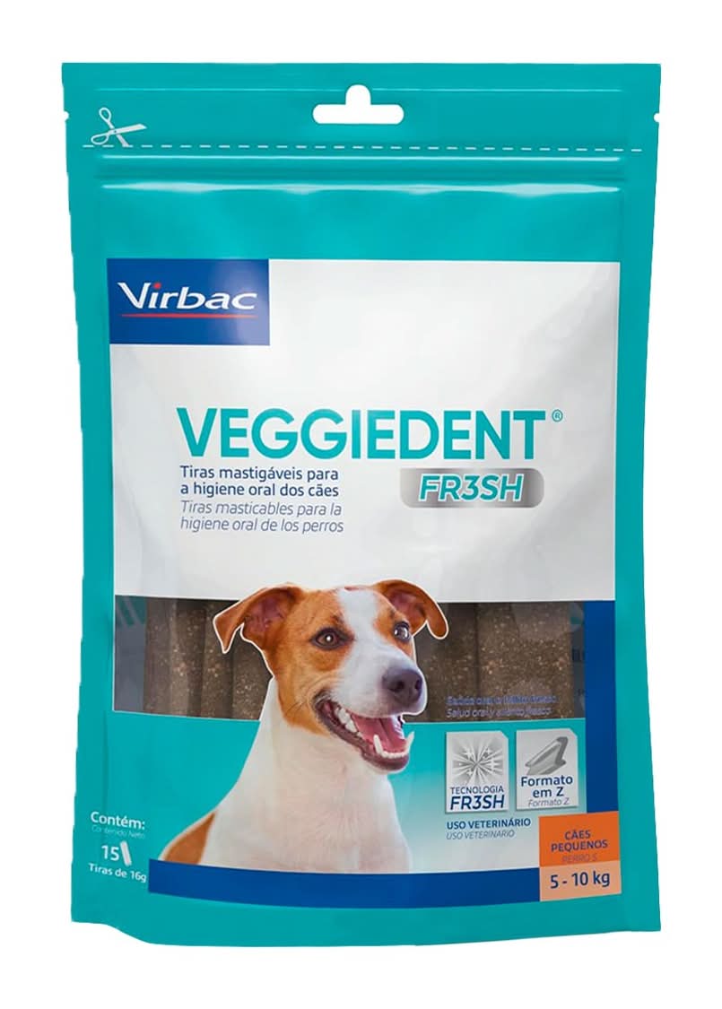 Virbac · Veggiedent fresh tiras masticables higiene dental, 5-10 kg (15 un)