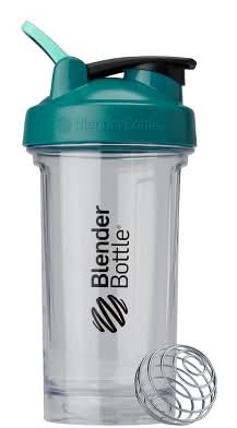 BlenderBottle Plastic Pro Shaker Bottle 24 fl oz, Clear/Teal