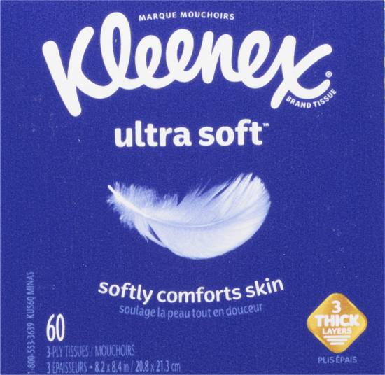Kleenex Ultra Soft 3-ply Facial Tissues (60 ct)