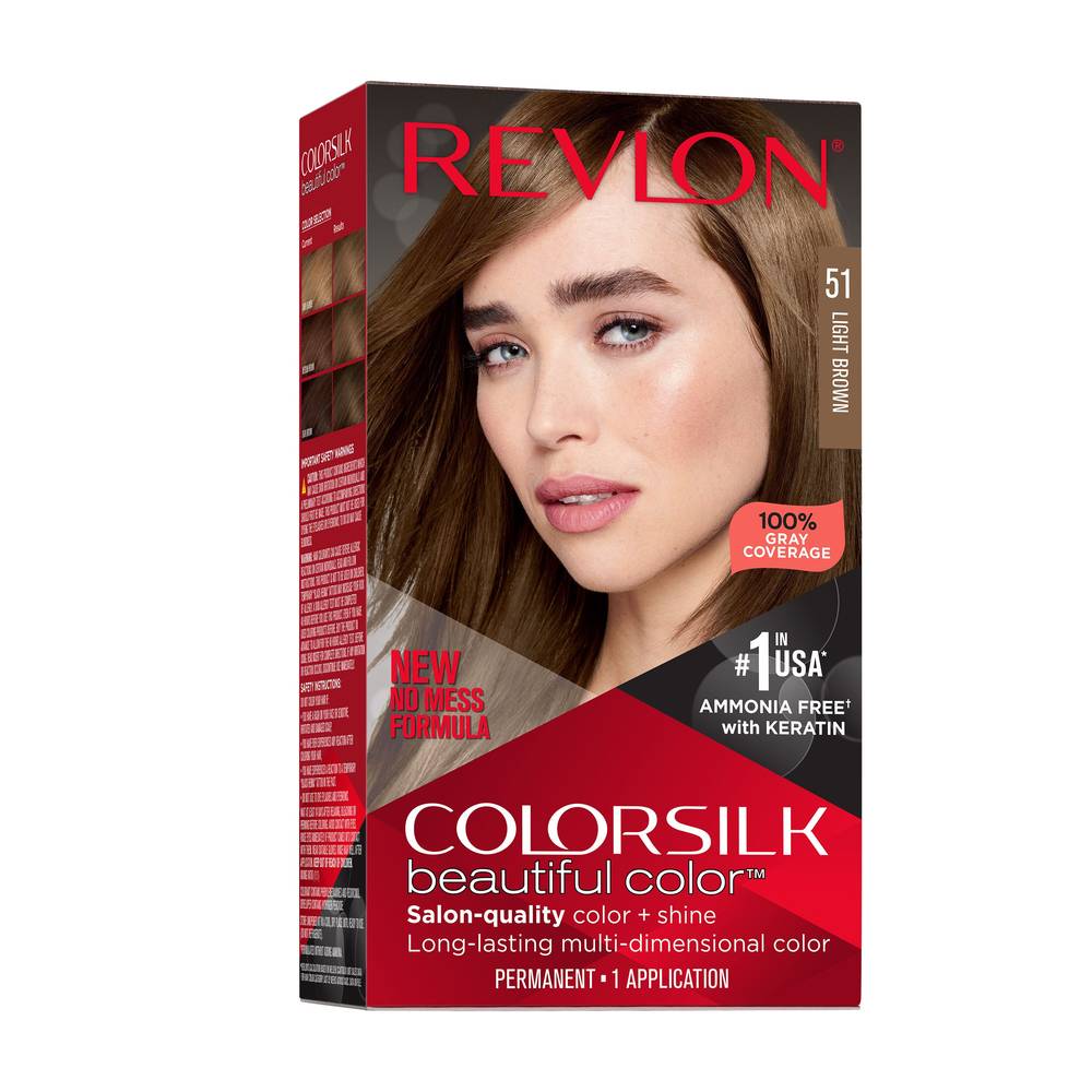 Revlon Colorsilk Beautiful Color Permanent Hair Color, 051 Light Brown