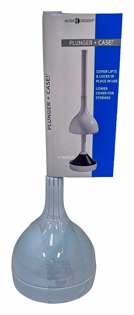 iDesign Una Plunger and Storage, White